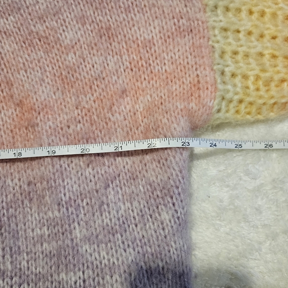 NEW Shein Hand Knit Cardigan Colorful Pastel Multicolor Rainbow Size S Cozy - Picture 7 of 10